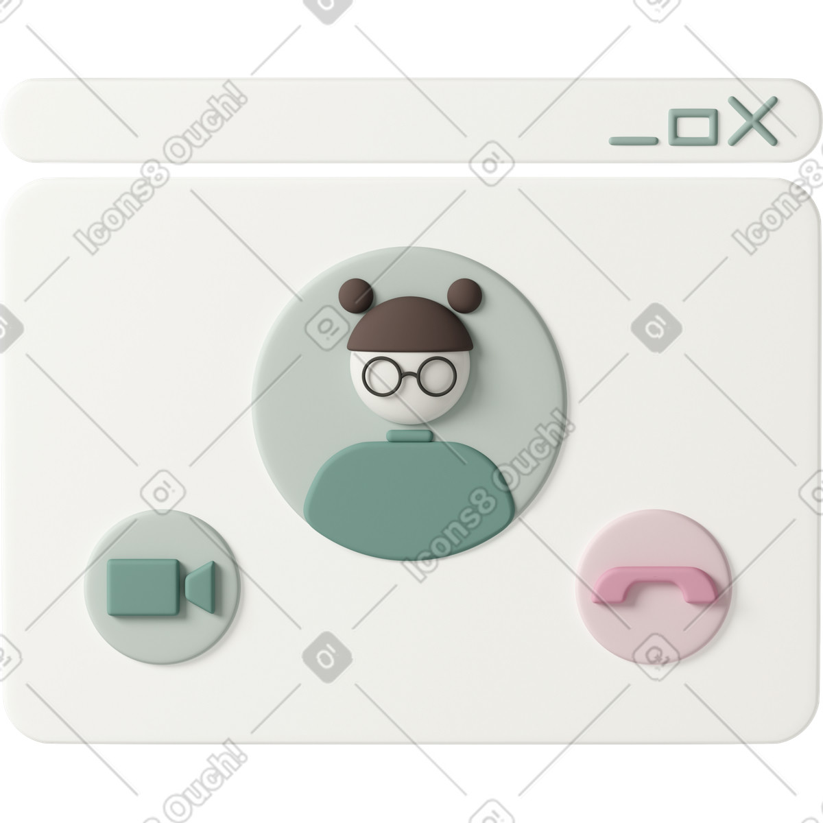 3D Casual life スタイルの Online video call interface のイラストをPNG、SVG形式でダウンロード