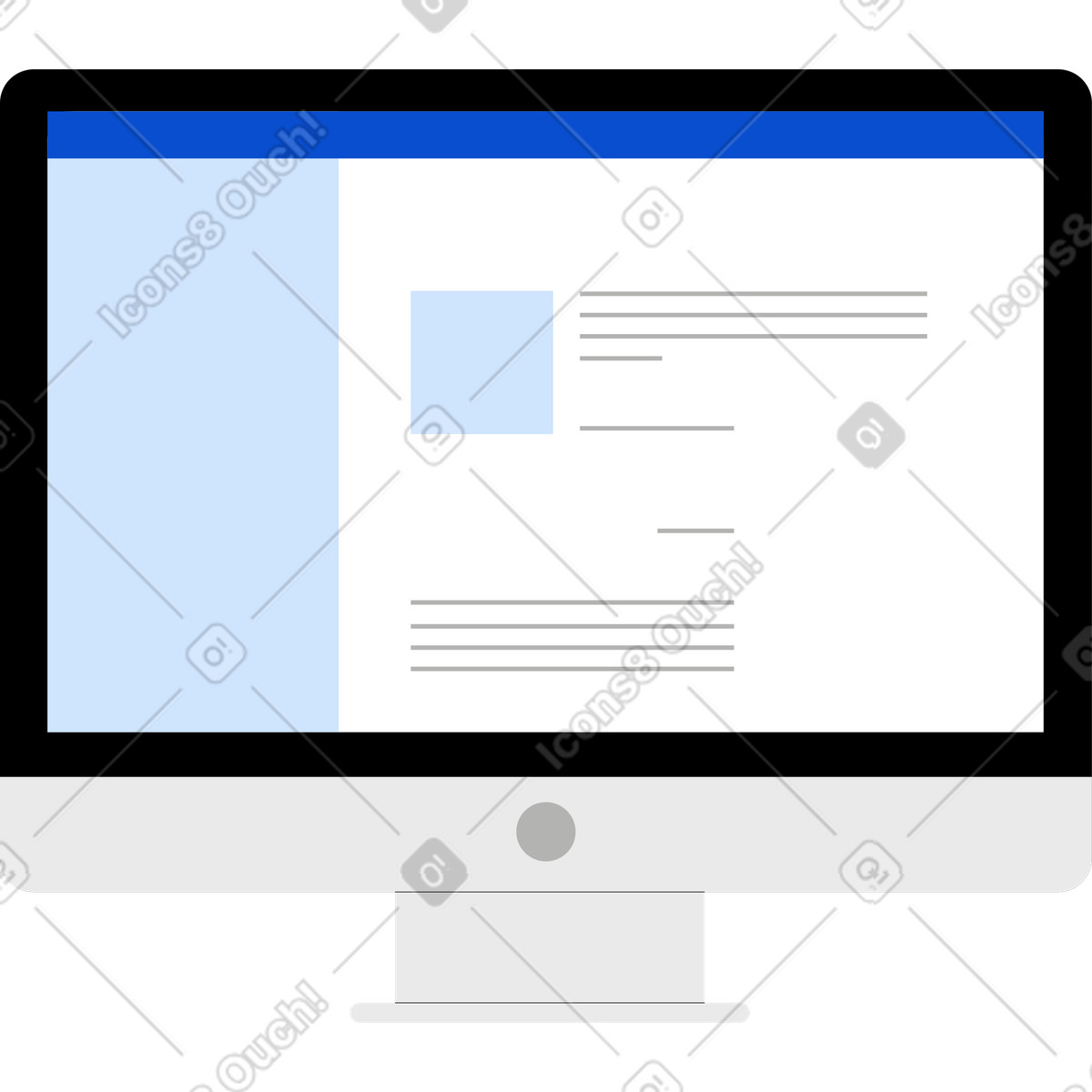 Computer monitor illustration in Tiny style download in PNG, SVG