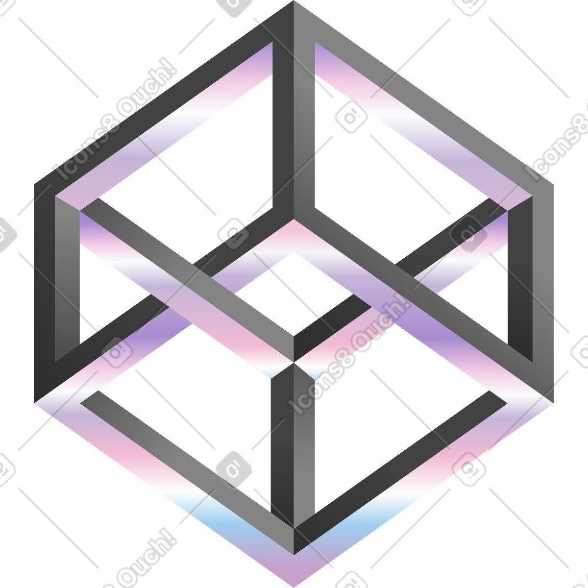 Gradient impossible figure illustration in PNG, SVG