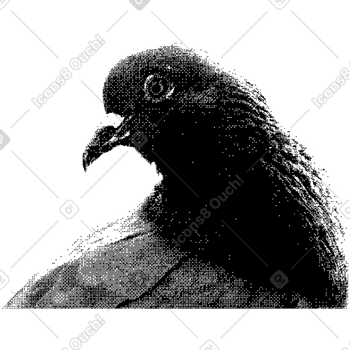 Bitmap スタイルの 鳩 のイラストをPNG、SVG形式でダウンロード