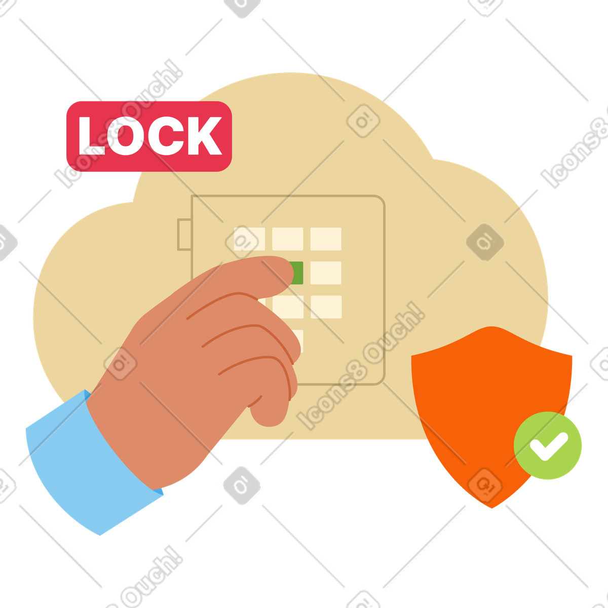 Ilustração de Segurança cibernética armazenamento em nuvem no estilo Catchy para baixar PNG, SVG