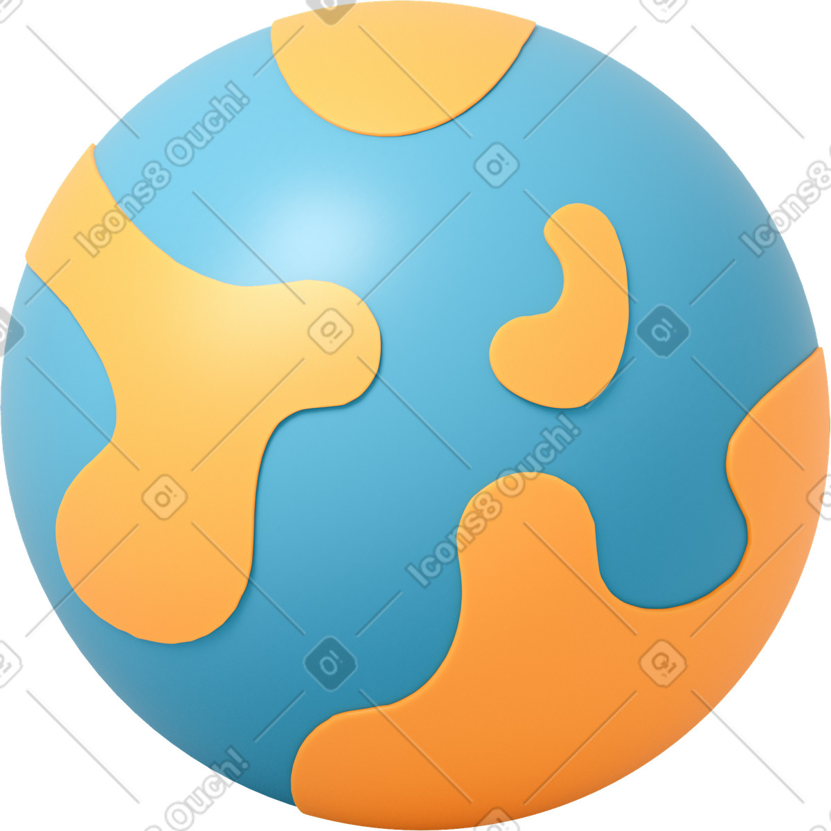 Illustration Planète terre avec jaune dans le style 3D Flame à télécharger aux formats PNG, SVG