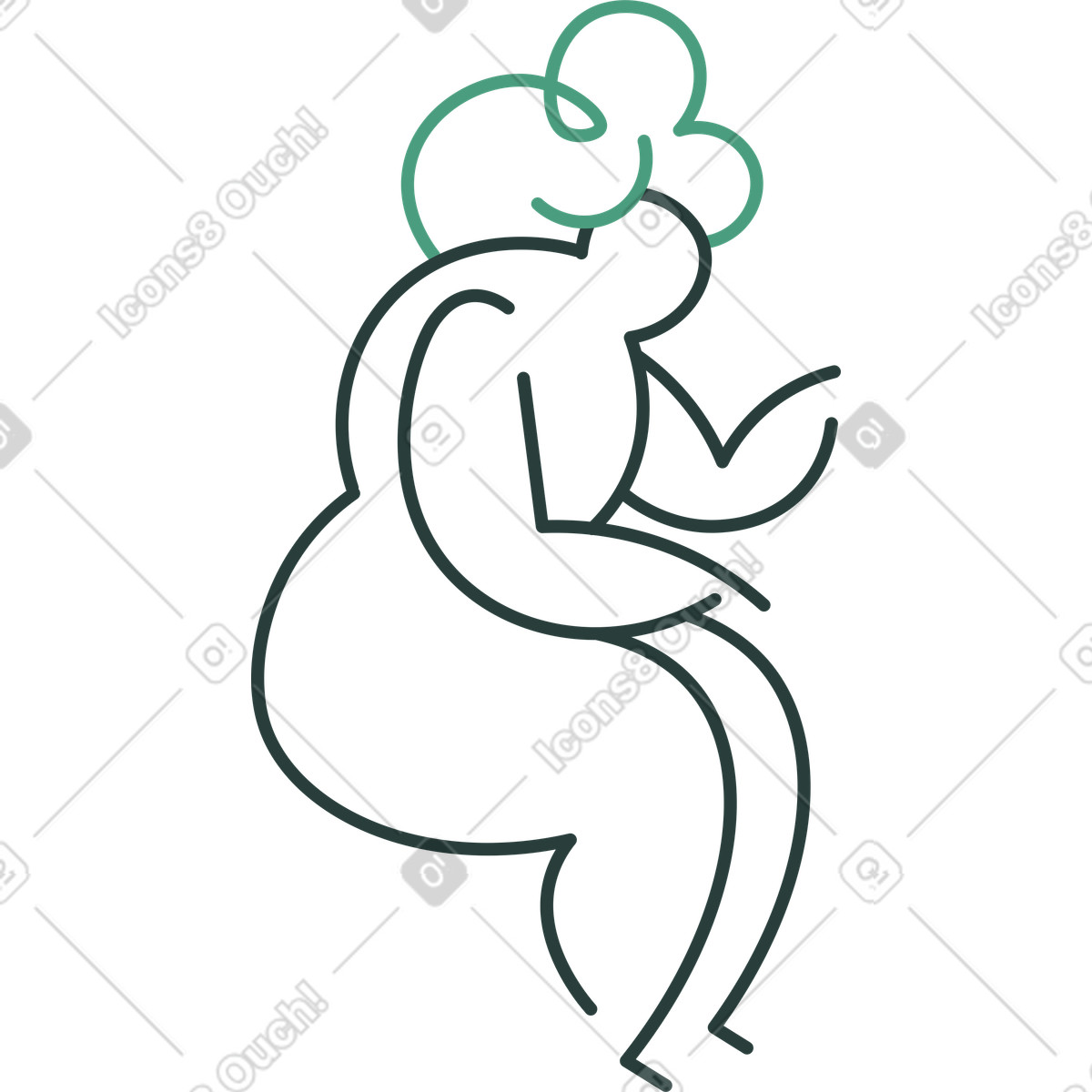 Ilustración Abuela de pie en estilo Macaroni a descargar en PNG y SVG