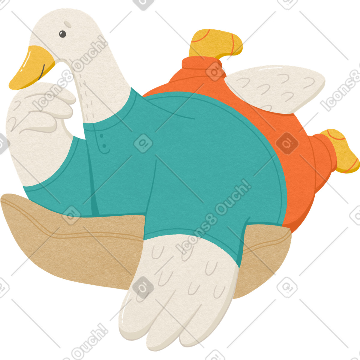 Ilustração de Goose lies relaxed on its stomach em no estilo para baixar em PNG, SVG
