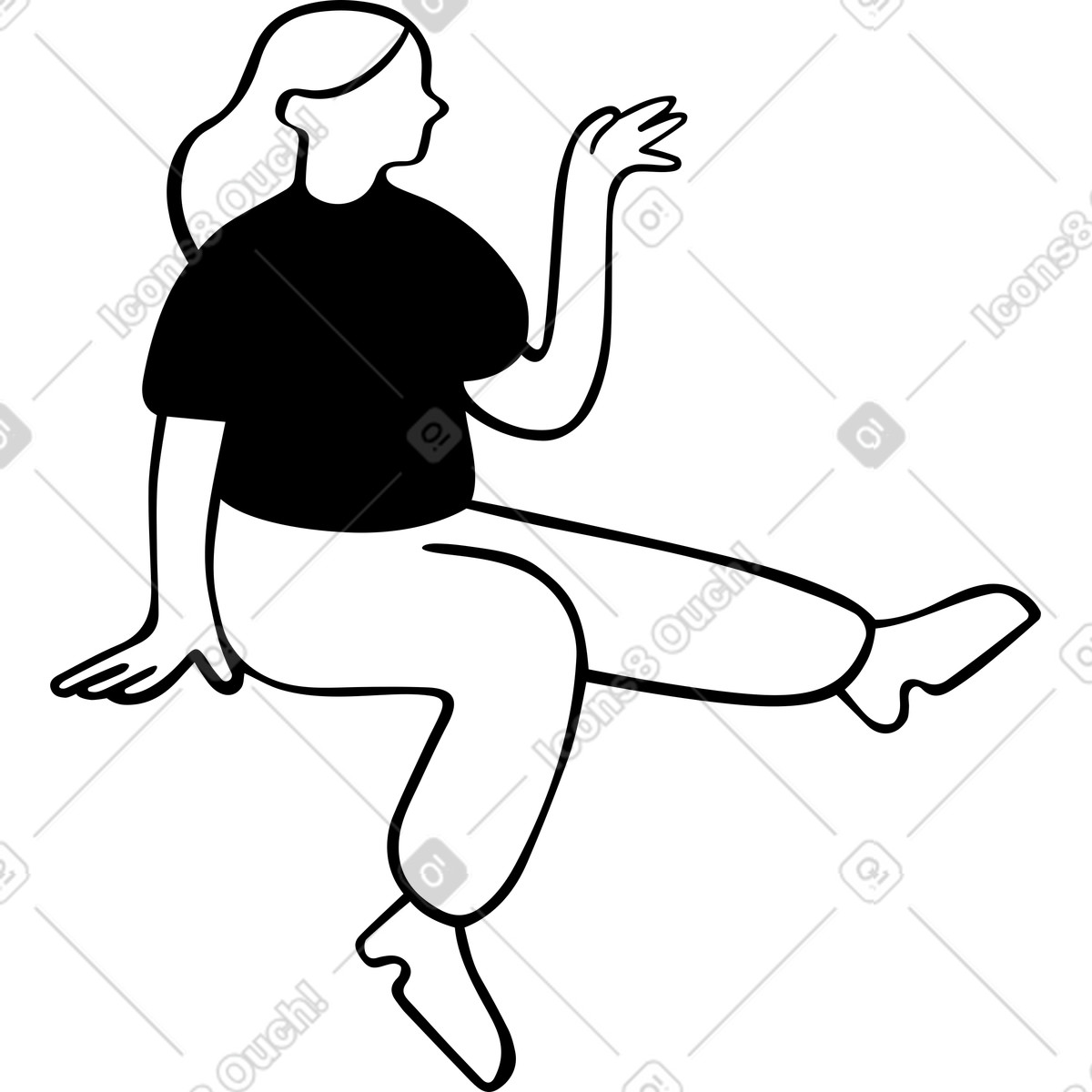下载 Journal 风格的 坐在女人 插画，支持 PNG、SVG 格式