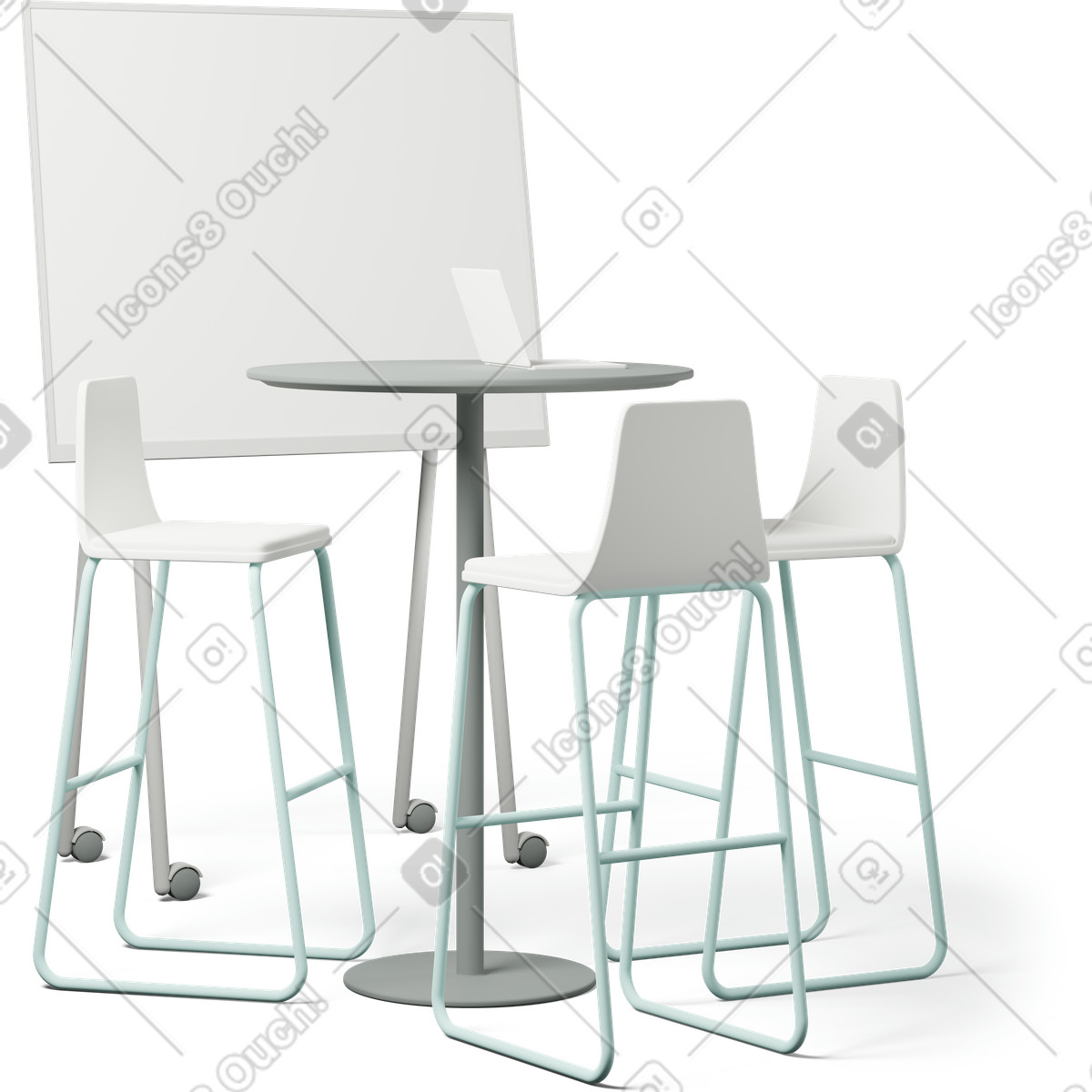 Ilustração de High chairs blackboard round table em no estilo 3D Casual life para baixar em PNG, SVG