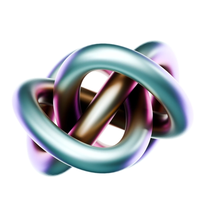 An intertwined, colorful abstract shape - 3D Crystex style illustration