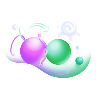 A modern pastel illustration featuring two spherical molecules representing nonpolar gas molecules, depicted in different shades of soft colors. The molecules are positioned close to each other, with subtle motion lines indicating their slight attraction. Around the molecules, there are gentle, wavy lines to symbolize van der Waals forces connecting them. In the background, faint, soft patterns enhance the focus on the molecules. The overall design is clean and simple, emphasizing the molecular interaction.