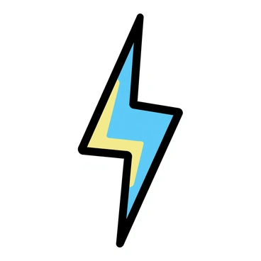 A minimalist drawing of a lightning bolt, featuring sharp angles and dynamic lines. The lightning bolt is outlined in bold, contrasting colors, including electric blue, neon yellow, and bright pink. The background is a simple white surface to emphasize the vibrant colors of the bolt.