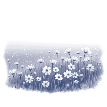 A vast field stretches into the distance, filled with numerous wild anemone flowers gently swaying in the breeze. The flowers have delicate petals and grow in clusters across the landscape. The scene captures the movement of the flowers as they dance lightly to the rhythm of the wind. The field is expansive, creating a sense of openness, with the wildflowers creating patches of texture and form throughout the area.