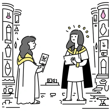 Gilgamesh receiving wisdom from the god Enki in a celestial chamber filled with ancient artifacts.