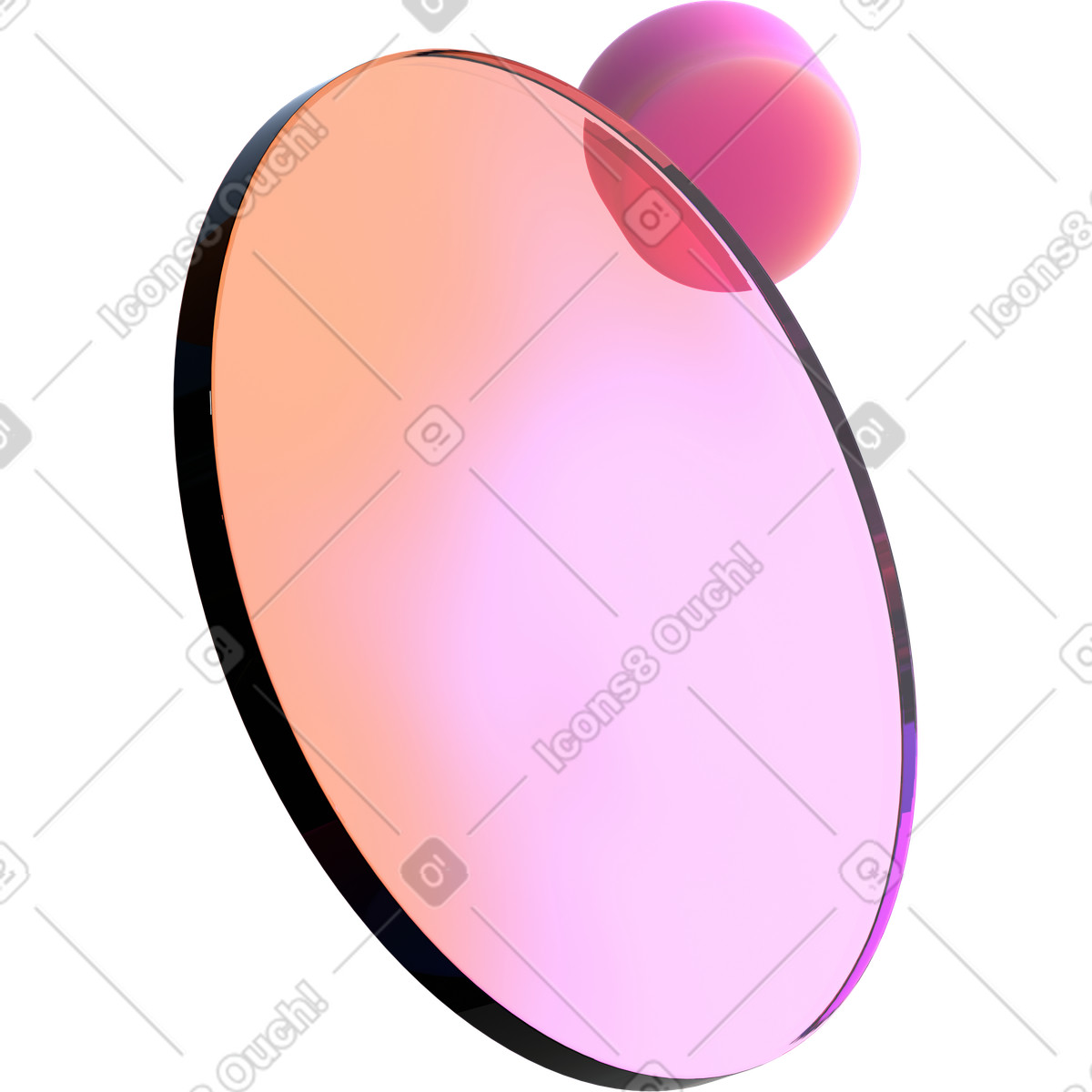 Illustration Lentille dégradée en lévitation et cylindre rose dans le style 3D Glassy à télécharger aux formats PNG, SVG