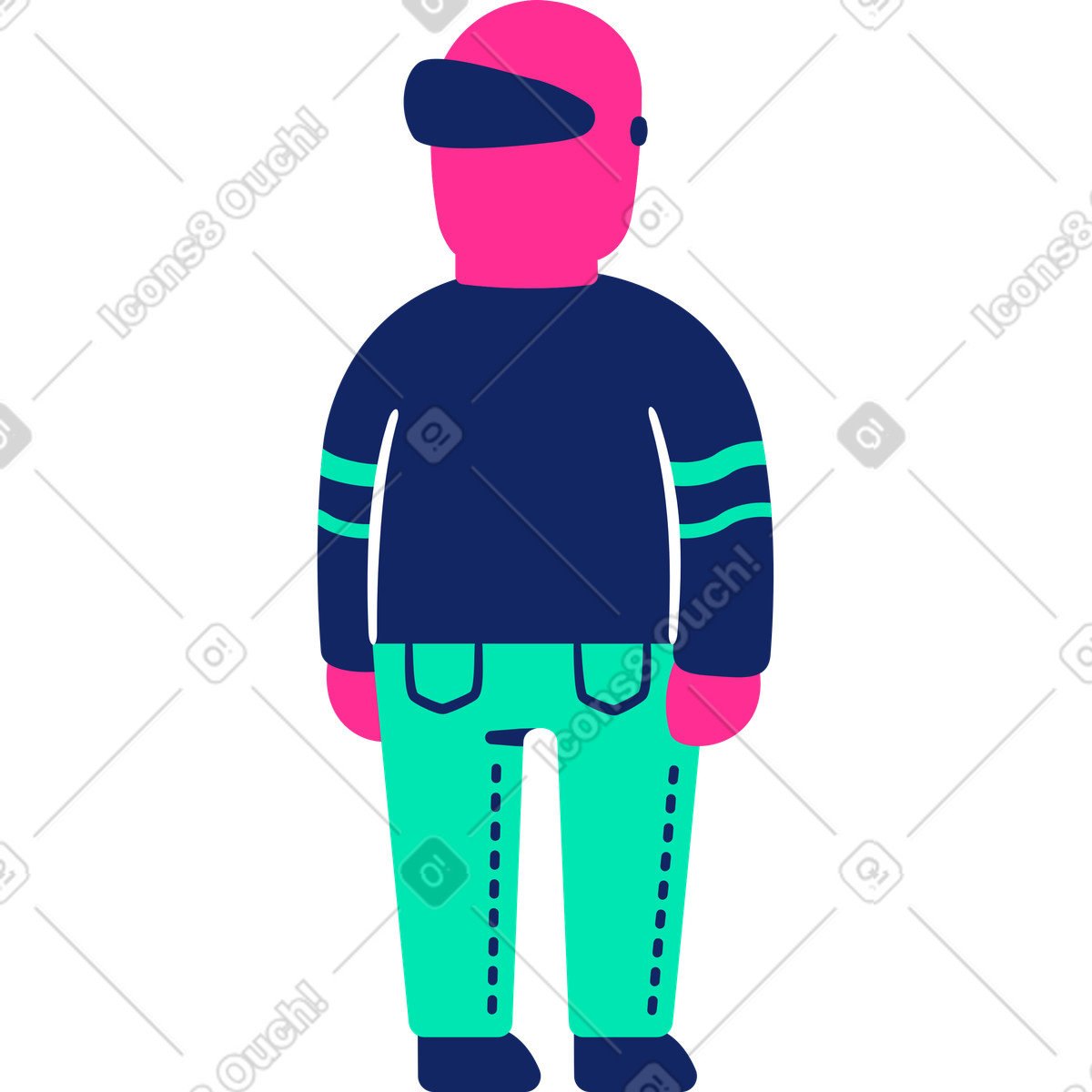 Uomo grasso indietro illustrazione in stile Cyborg scarica in PNG, SVG