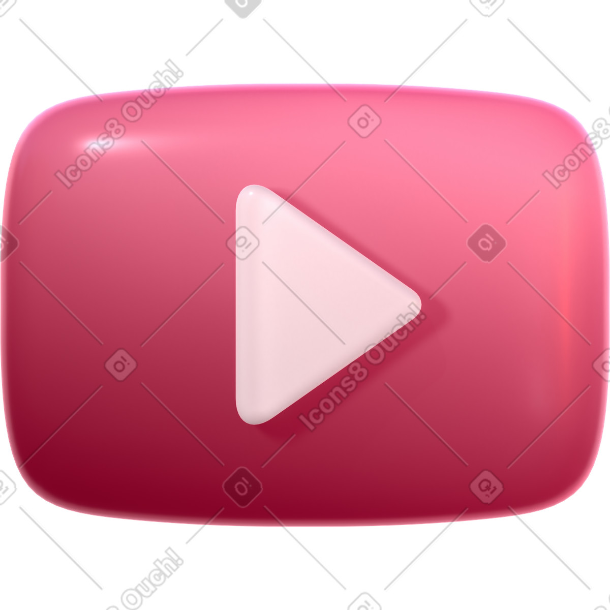 Ilustración Logotipo abstracto de youtube en estilo 3D Glassy a descargar en PNG y SVG