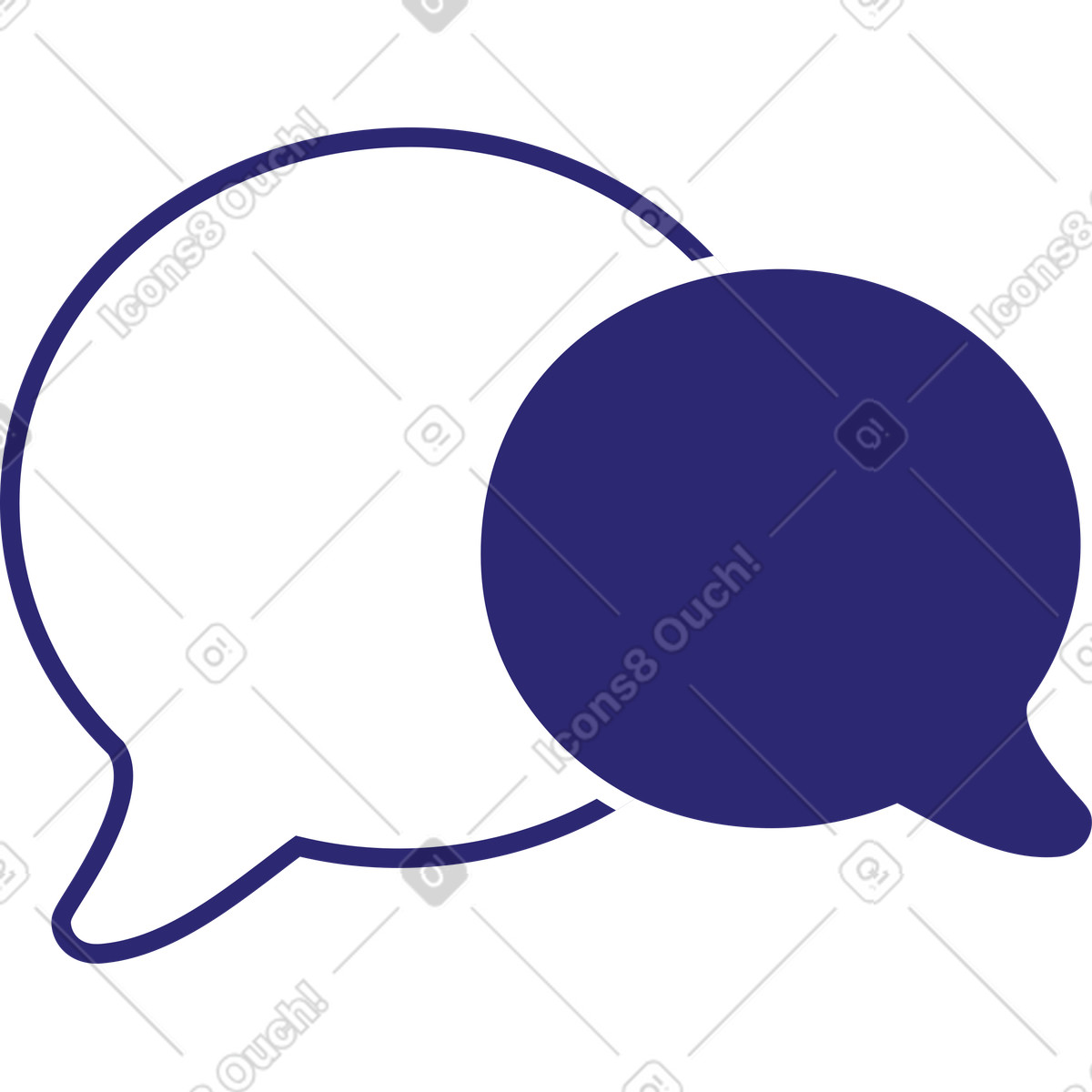 Cut スタイルの 2つの吹き出し のイラストをPNG、SVG形式でダウンロード