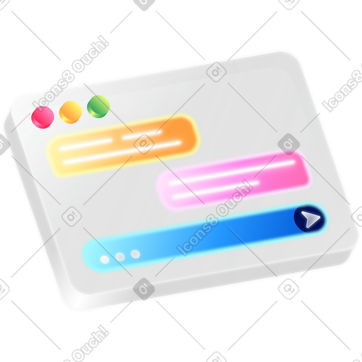 Browser with dialogues illustration in PNG, SVG