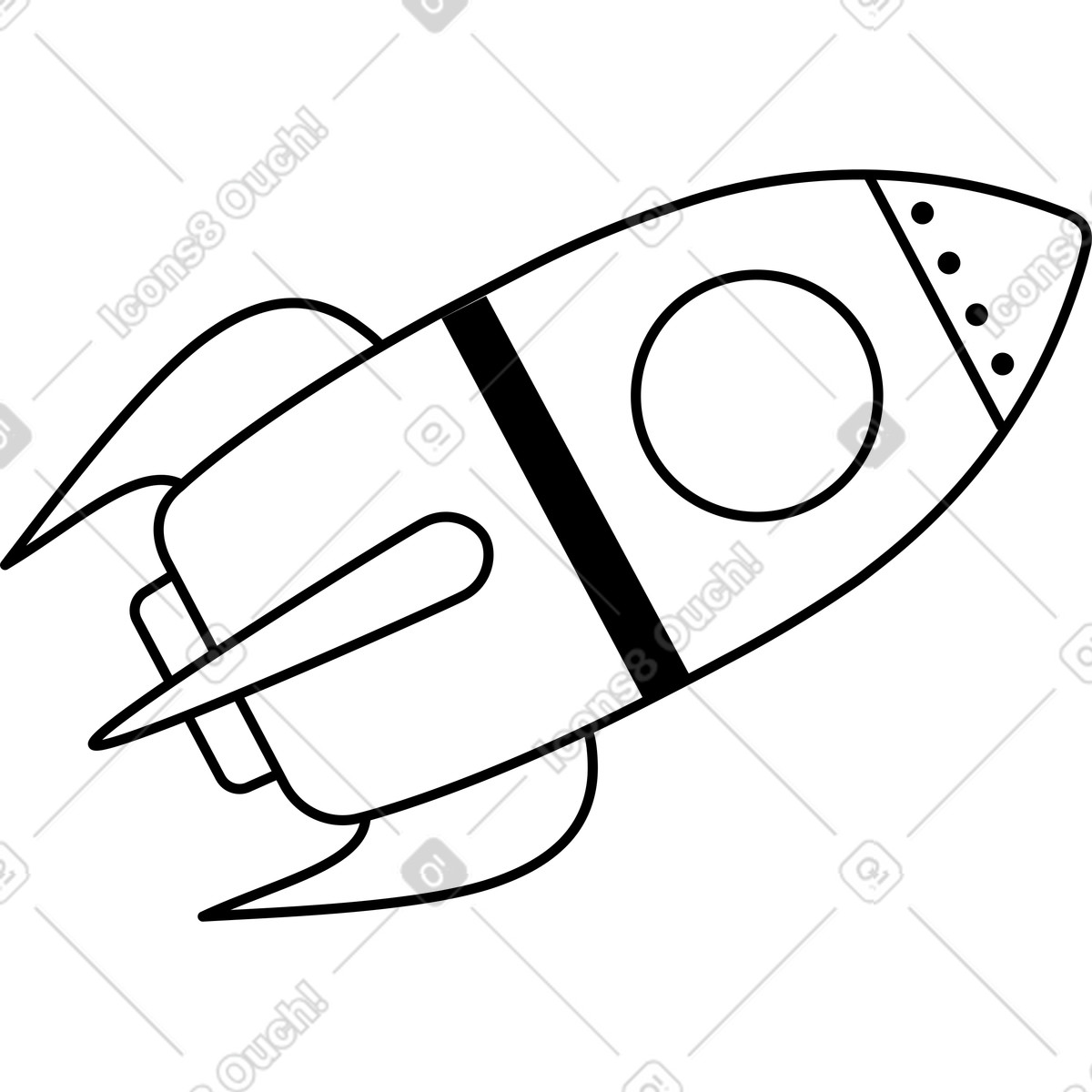 下载 Transistor 风格的 Big white rocket 插画，支持 PNG、SVG 格式