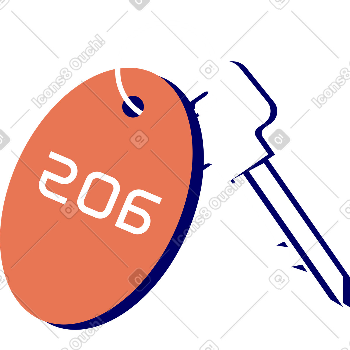 Key with tag illustration in Lounge style download in PNG, SVG