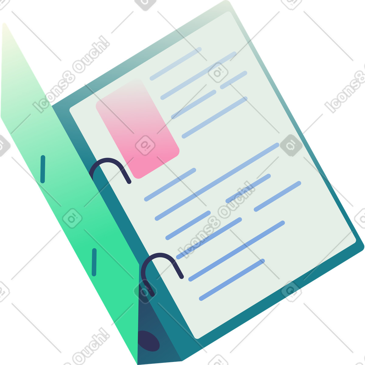 Open folder with documents illustration in PNG, SVG