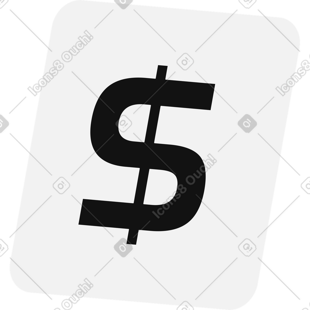 Ilustración Dollar symbol on rectangular panel en estilo Inverse a descargar en PNG y SVG