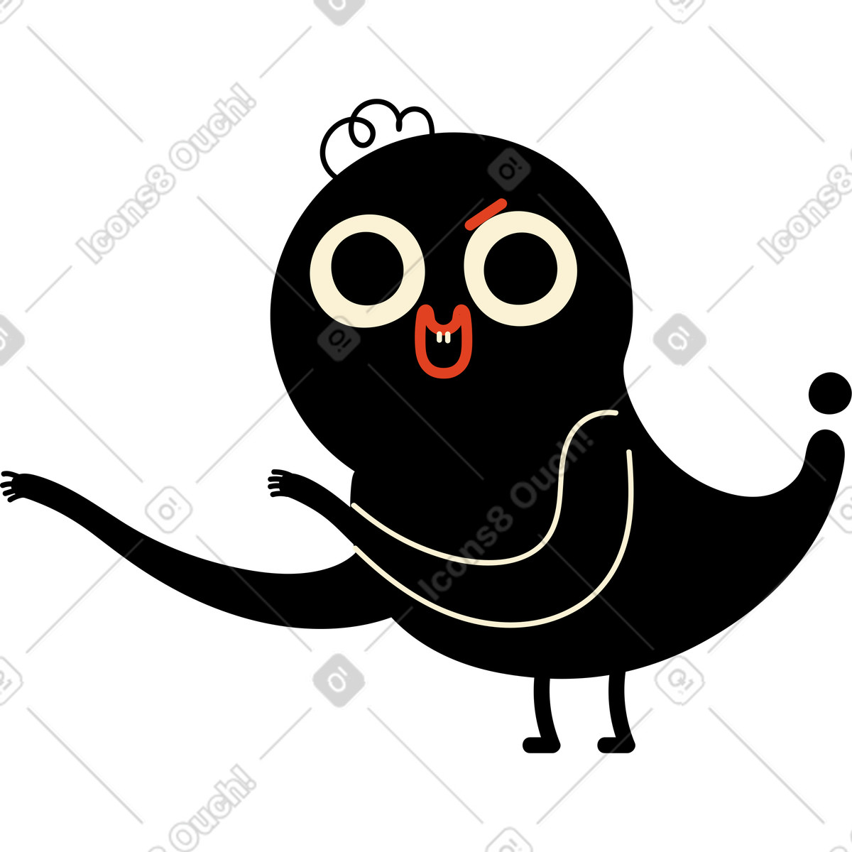 Schwarzes zeichentröpfchen-Illustration im Jelly-Stil als Download in PNG, SVG