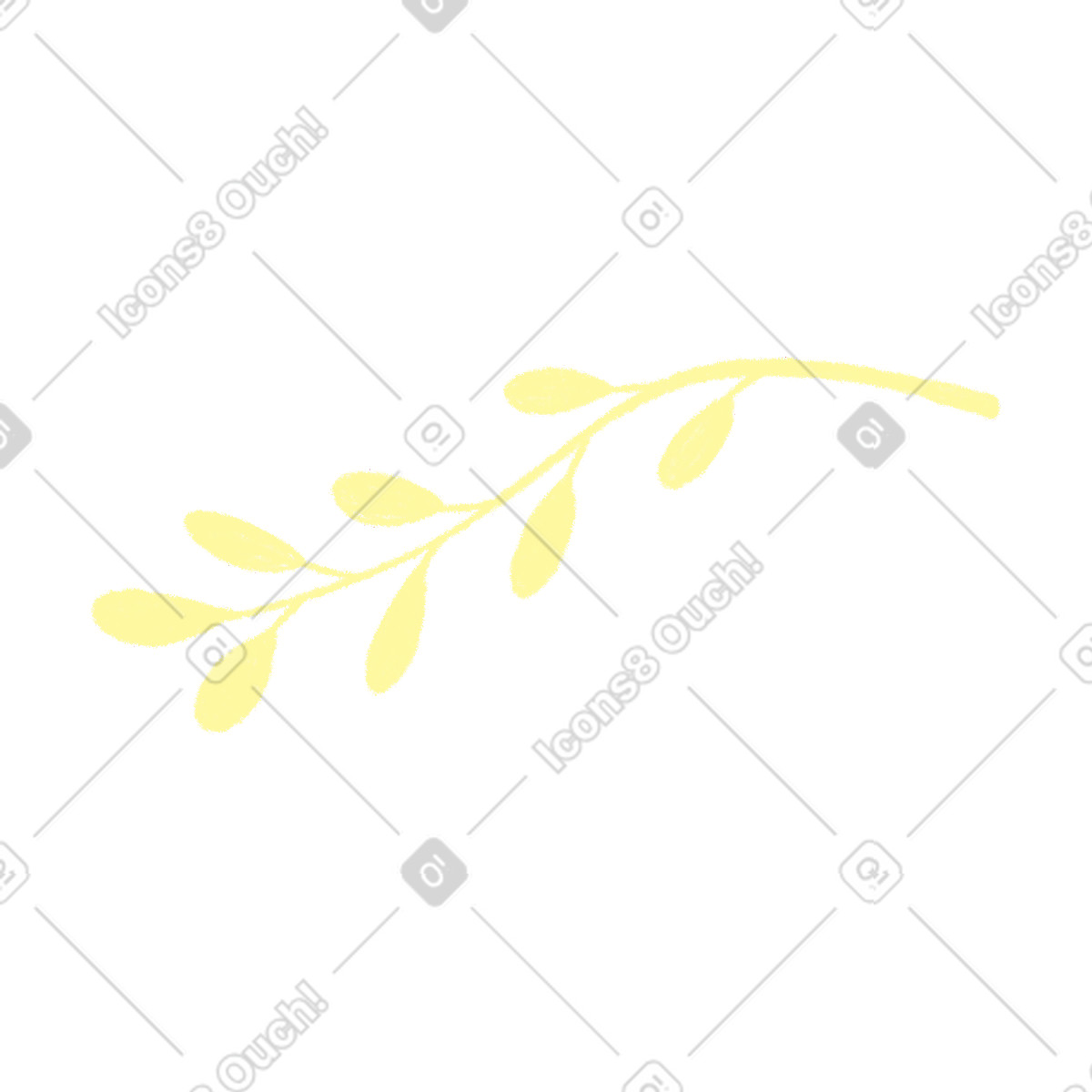 Yellow twig with leaves illustration in Biro style download in PNG, SVG
