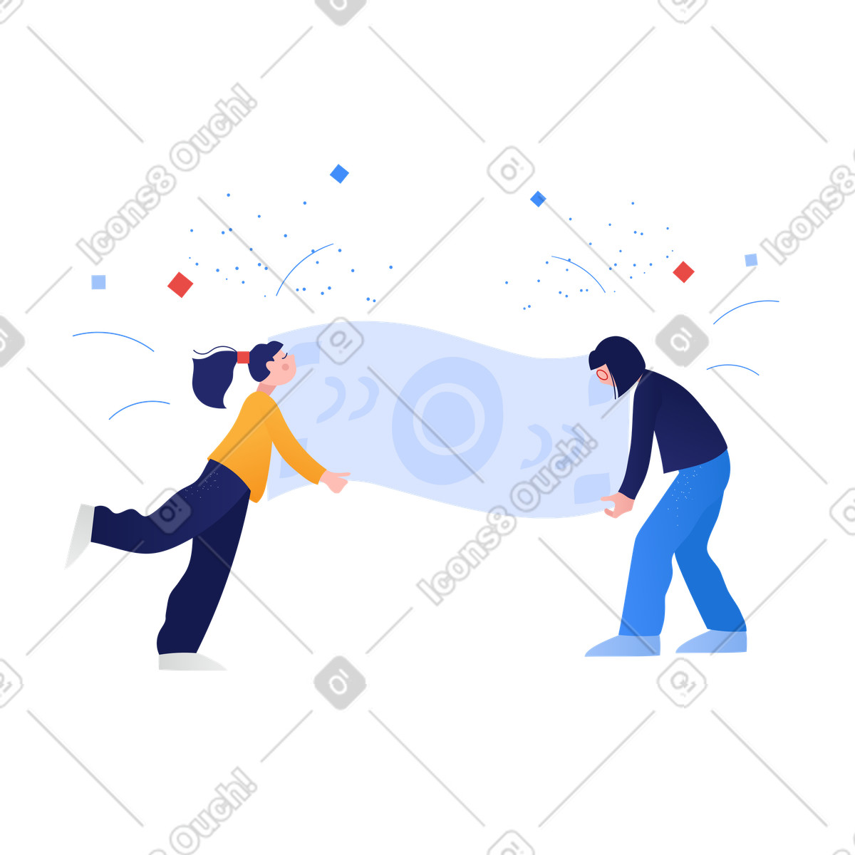 Cash payment processed and transaction completed illustration in PNG, SVG