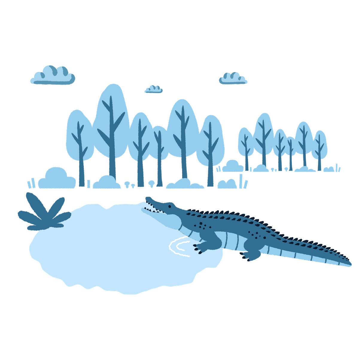 Ilustración Crocodile or alligator on lake shore en estilo Cherry a descargar en PNG y SVG