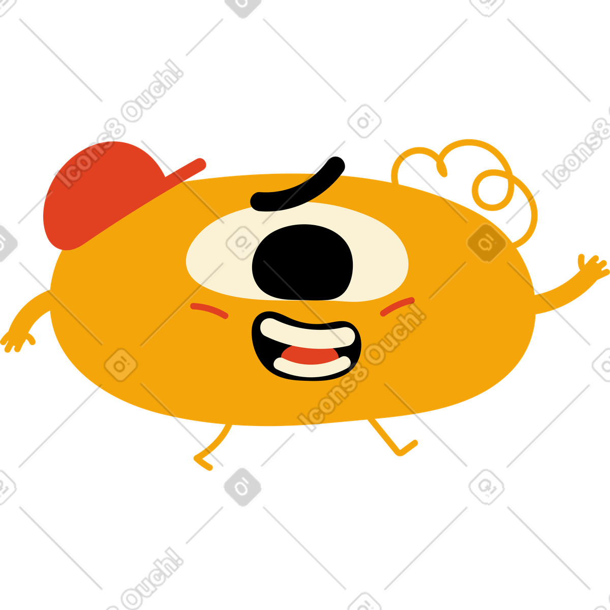 Yellow one-eyed character in a cap illustration Jelly style download PNG, SVG