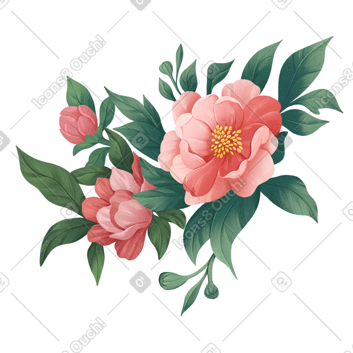 Fiori di rosa canina in un piccolo bouquet illustrazione stile Floral scarica PNG, SVG