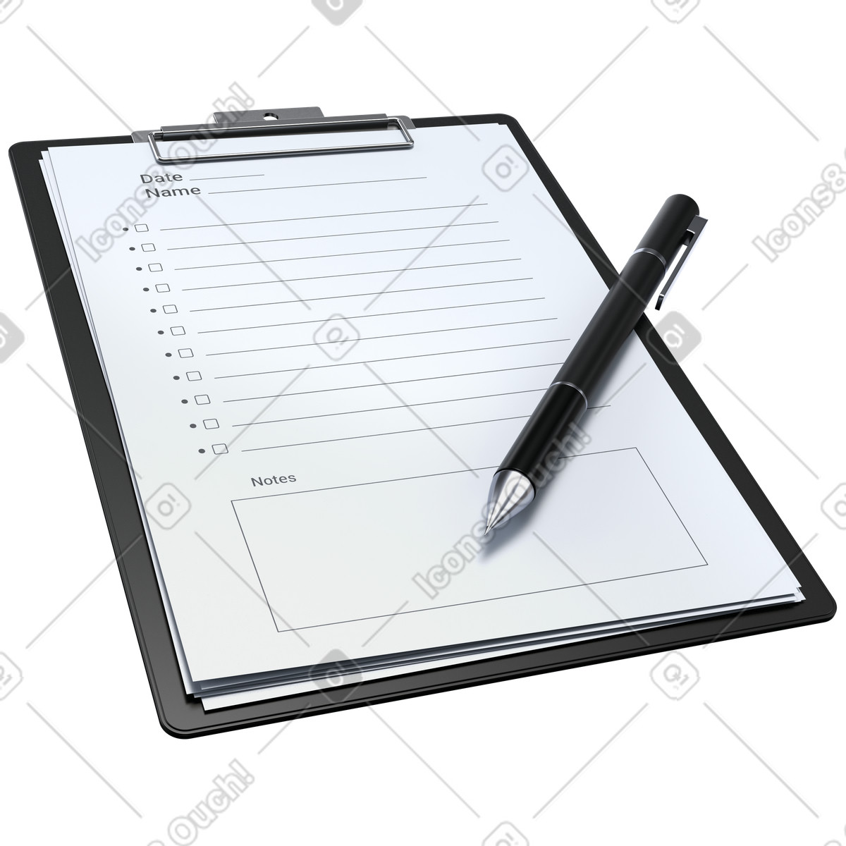 To do list clipboard, Task management planner, Work productivity checklist illustration in 3D Pro style download in PNG, SVG