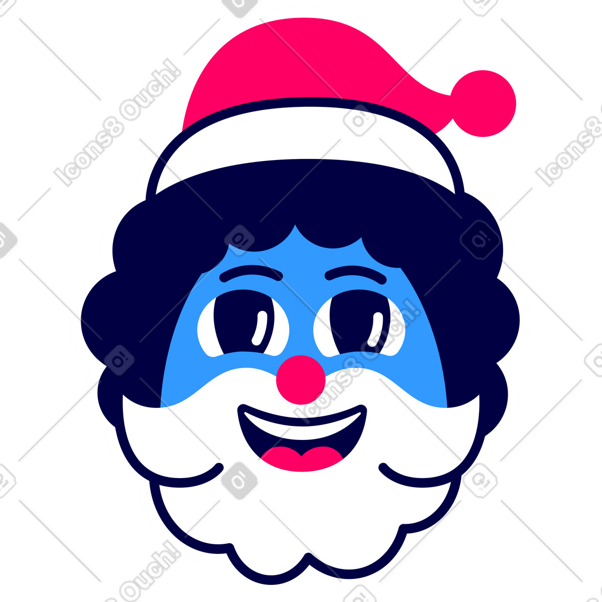 下载 Rondy Stickers 风格的 打扮成圣诞老人的头 插画，支持 PNG、SVG 格式