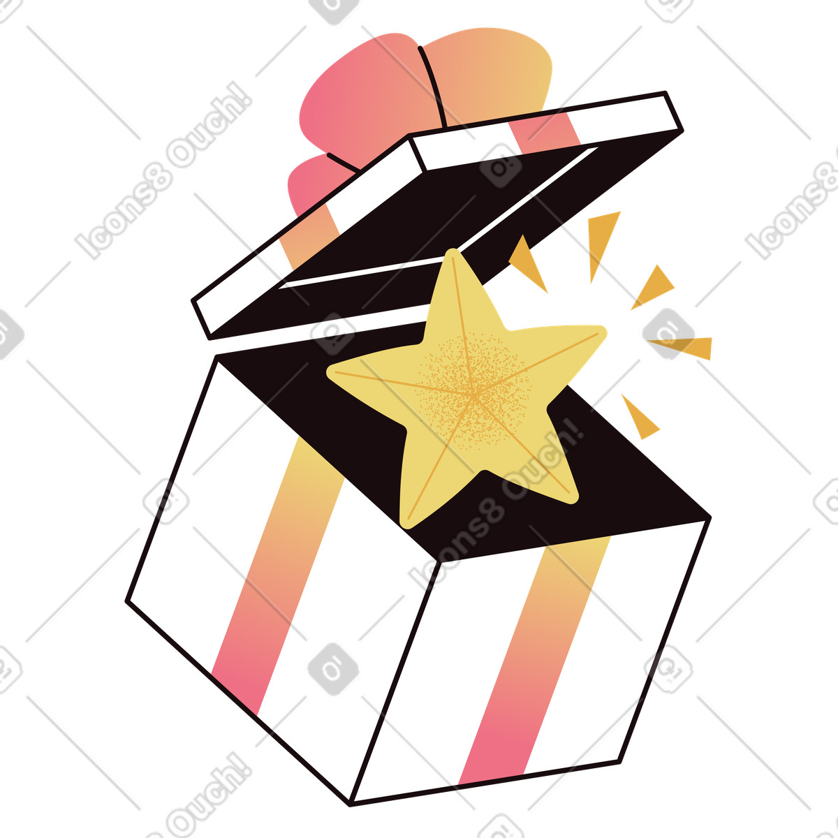 下载 Delight 风格的 有星的礼品盒 插画，支持 PNG、SVG 格式