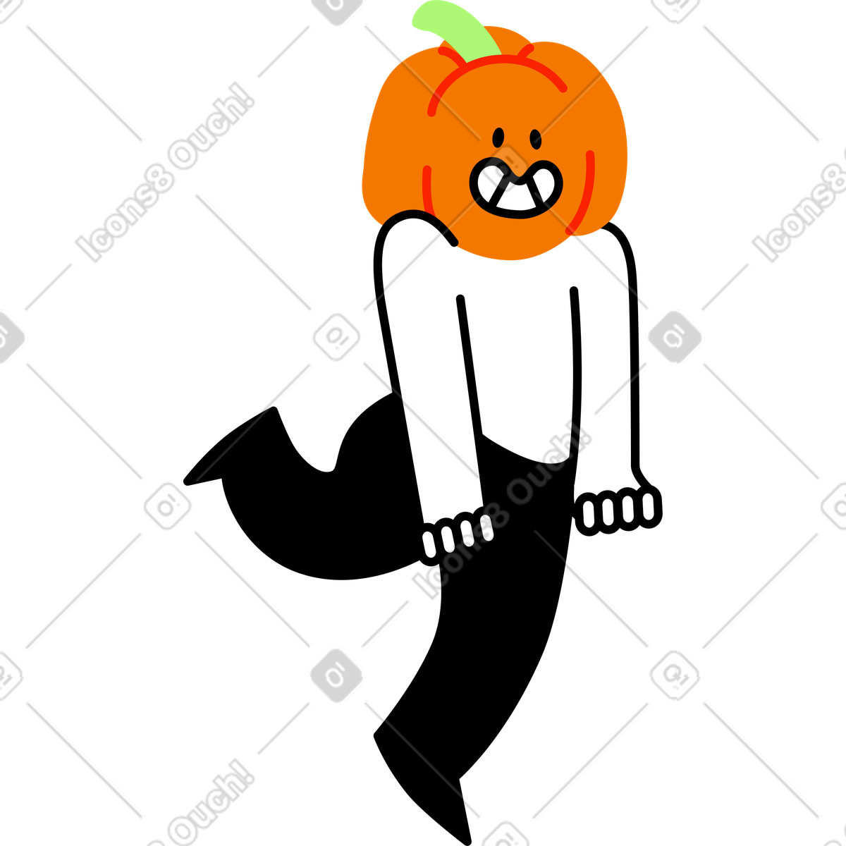 Ilustración Personaje de calabaza halloween en estilo Giggle a descargar en PNG y SVG
