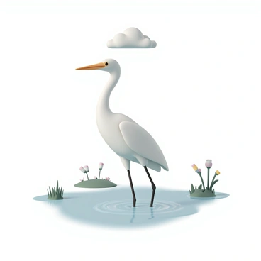 A heron gracefully wading through shallow floodwaters under a cloudy sky