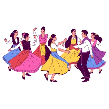 A group of dancers is performing a traditional Pahalgam dance, showcasing vibrant costumes. Each dancer is adorned in a unique outfit with intricate patterns and bright embellishments. The female dancers wear flowing skirts and embroidered tops, while the male dancers are dressed in traditional attire, complete with colorful shawls. Their movements are synchronized, creating a dynamic display of grace and energy. The dancers are positioned in a circular formation, capturing the essence of the cultural celebration. The scene is filled with a lively atmosphere, emphasizing the beauty of their traditional dance.