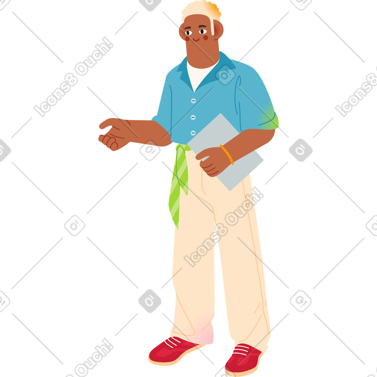 Man standing with his hand raised illustration in Fizzy style download in PNG, SVG