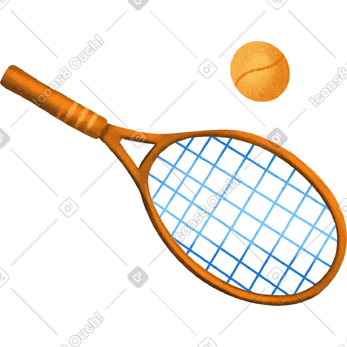 Tennis racket and ball illustration in Gleam style download in PNG, SVG