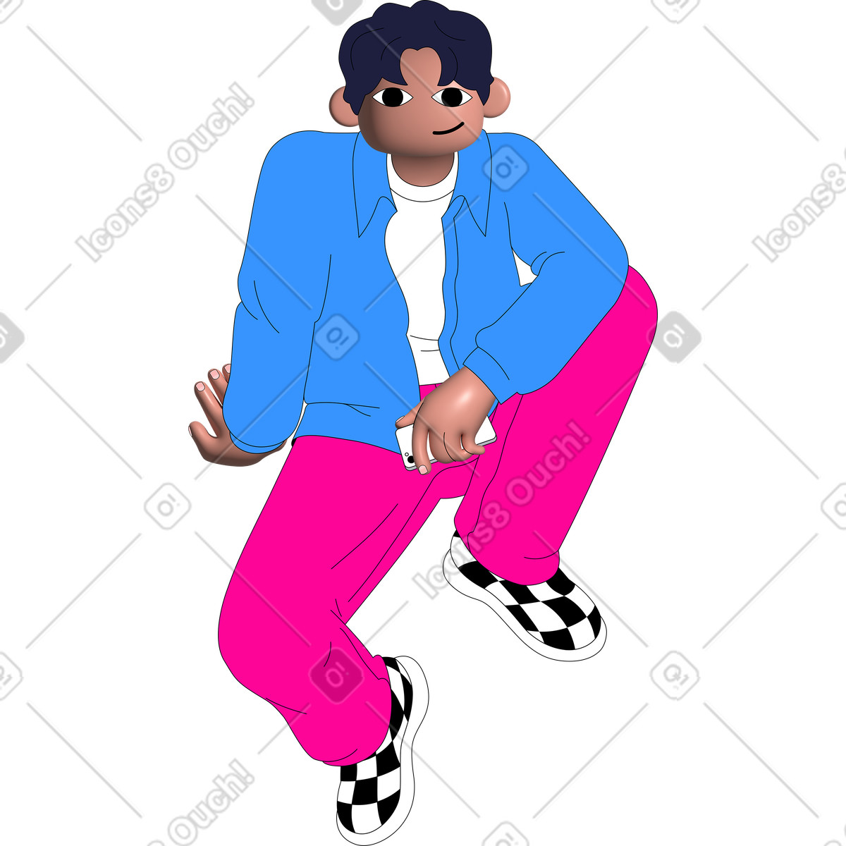 下载 Pop 风格的 Young man sitting 插画，支持 PNG、SVG 格式
