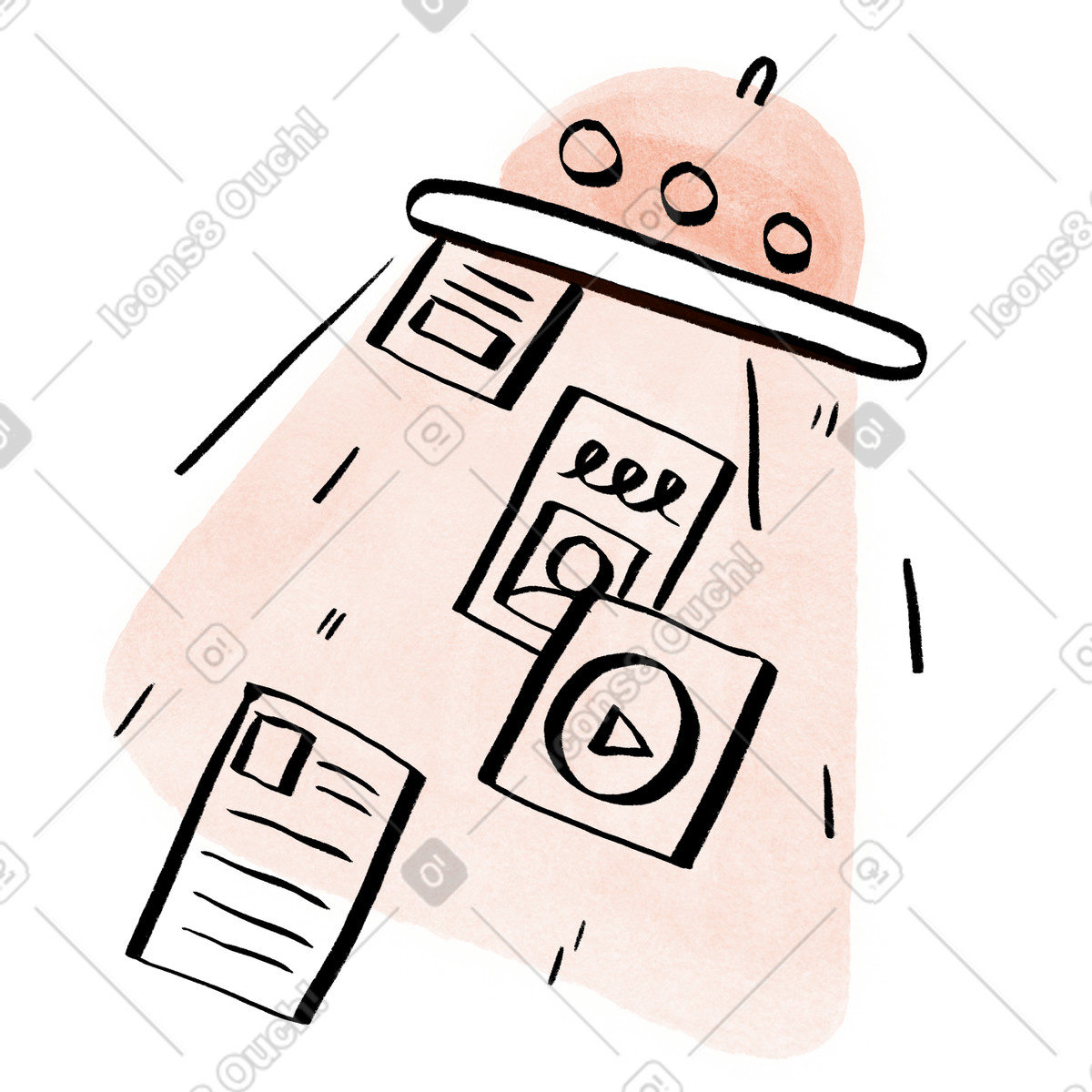 Illustration animée Télécharger des fichiers ou envoyer informations vers un cloud dans le style Hand-drawn animation à aux formats GIF, Lottie (JSON), AE