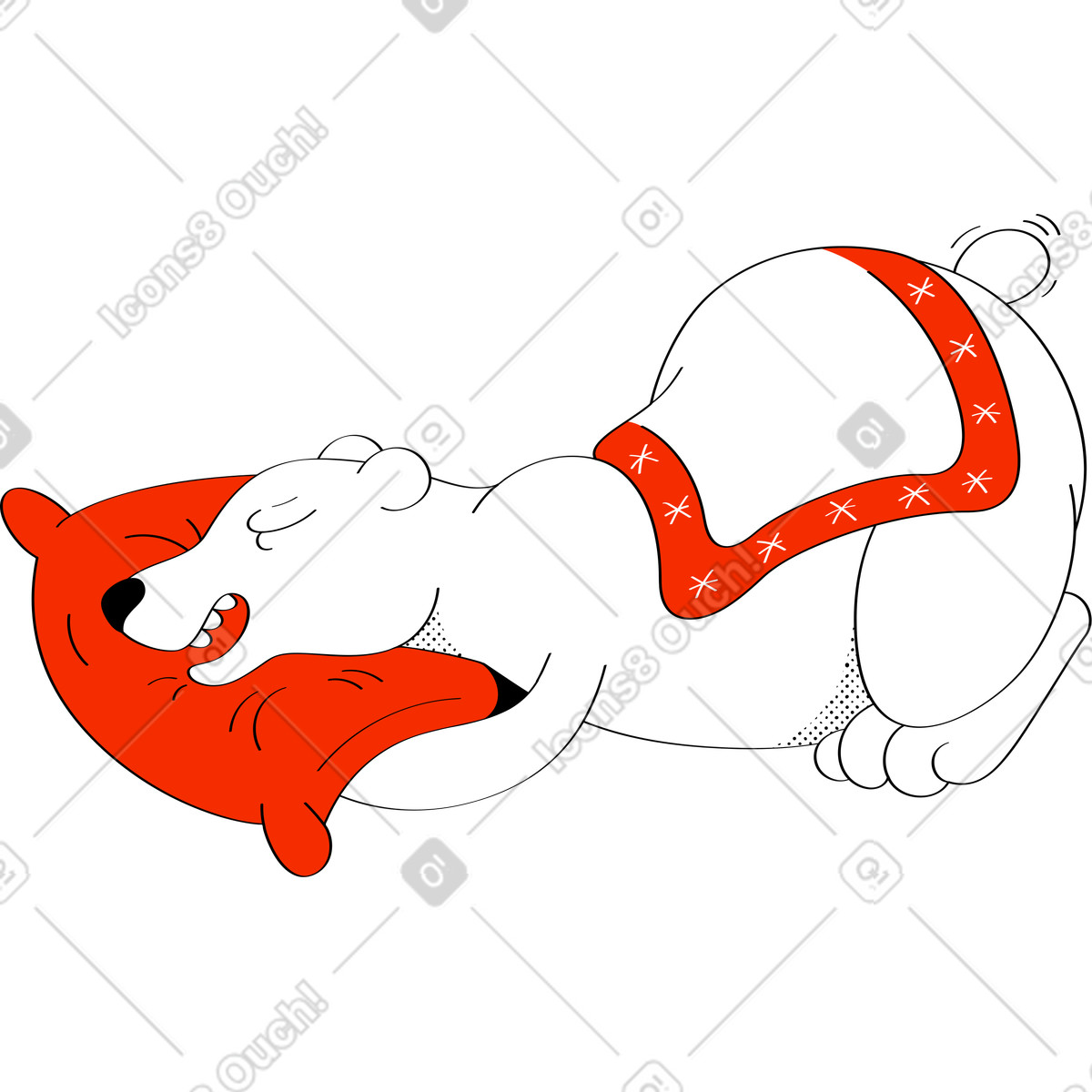 下载 Looney 风格的 睡着的白熊 插画，支持 PNG、SVG 格式