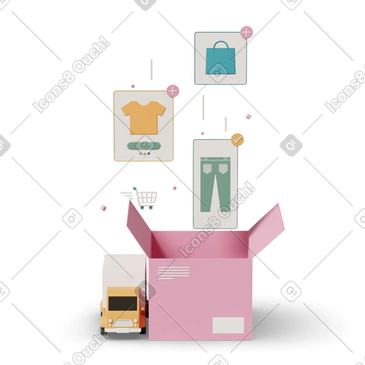 Online-shopping-lieferung-Illustration im 3D Casual life-Stil als Download in PNG, SVG