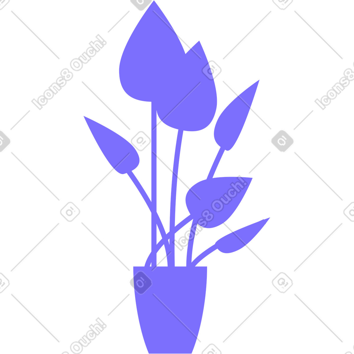 Büropflanze mit großen blättern-Illustration im Worky-Stil als Download in PNG, SVG