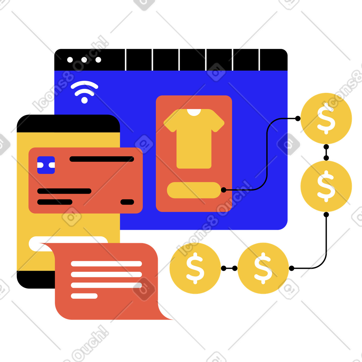 Illustration Achats en ligne dans le style Flat à télécharger aux formats PNG, SVG