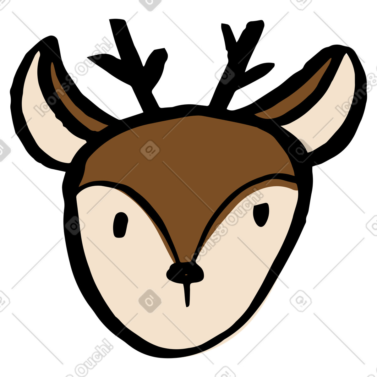 Ilustración Cabeza de venado en estilo Scandi a descargar en PNG y SVG