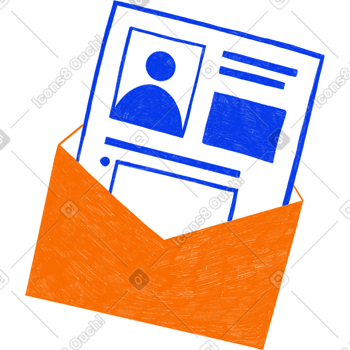 Ilustración Resume in an envelope en estilo Biro a descargar en PNG y SVG