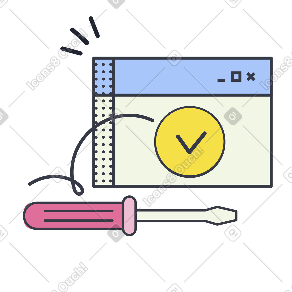 Risoluzione dei problemi del browser web illustrazione in stile Abstract scarica in PNG, SVG