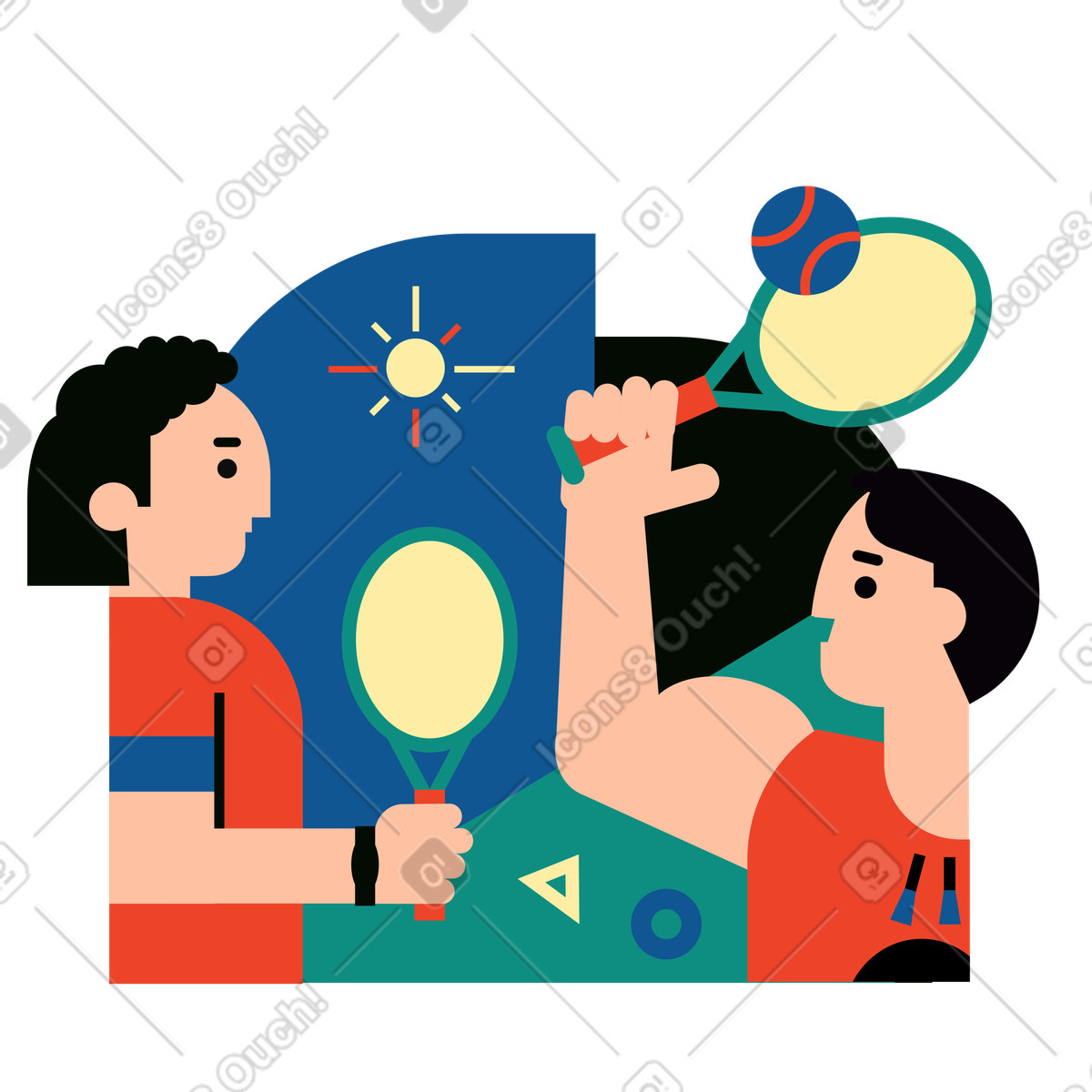 Polar スタイルの 屋外でテニスをする男性 のイラストをPNG、SVG形式でダウンロード