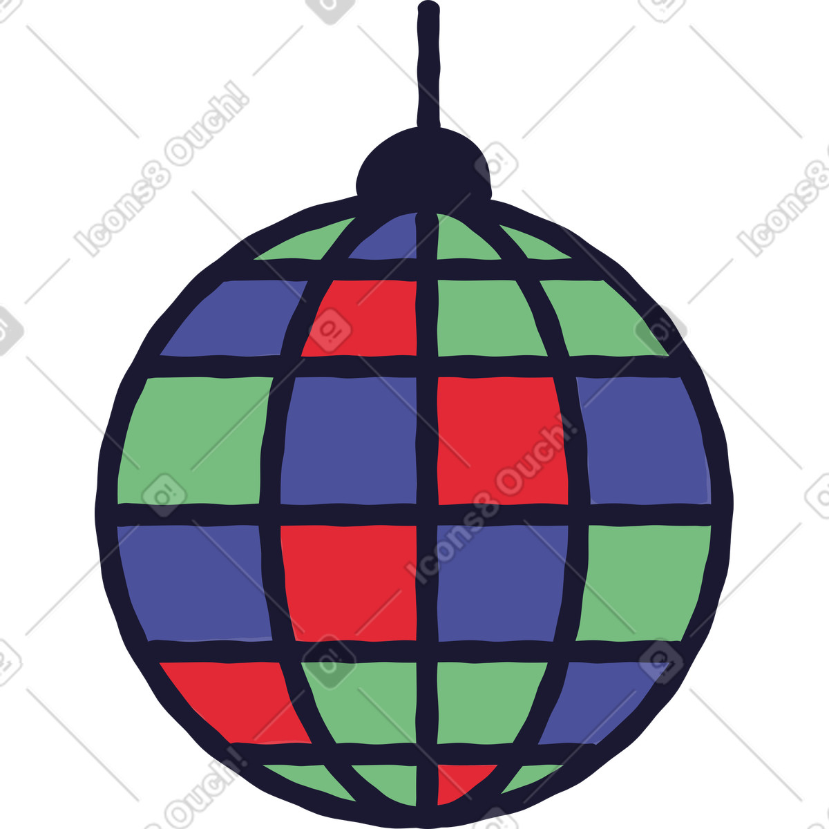 下载 Stripy 风格的 Disco ball 插画，支持 PNG、SVG 格式