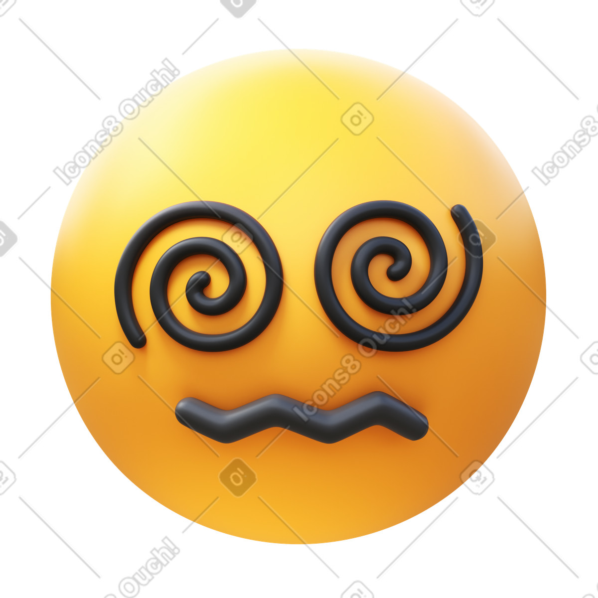 下载 3D Fluency 风格的 带有螺旋眼睛的脸 emoji 插画，支持 PNG、SVG 格式